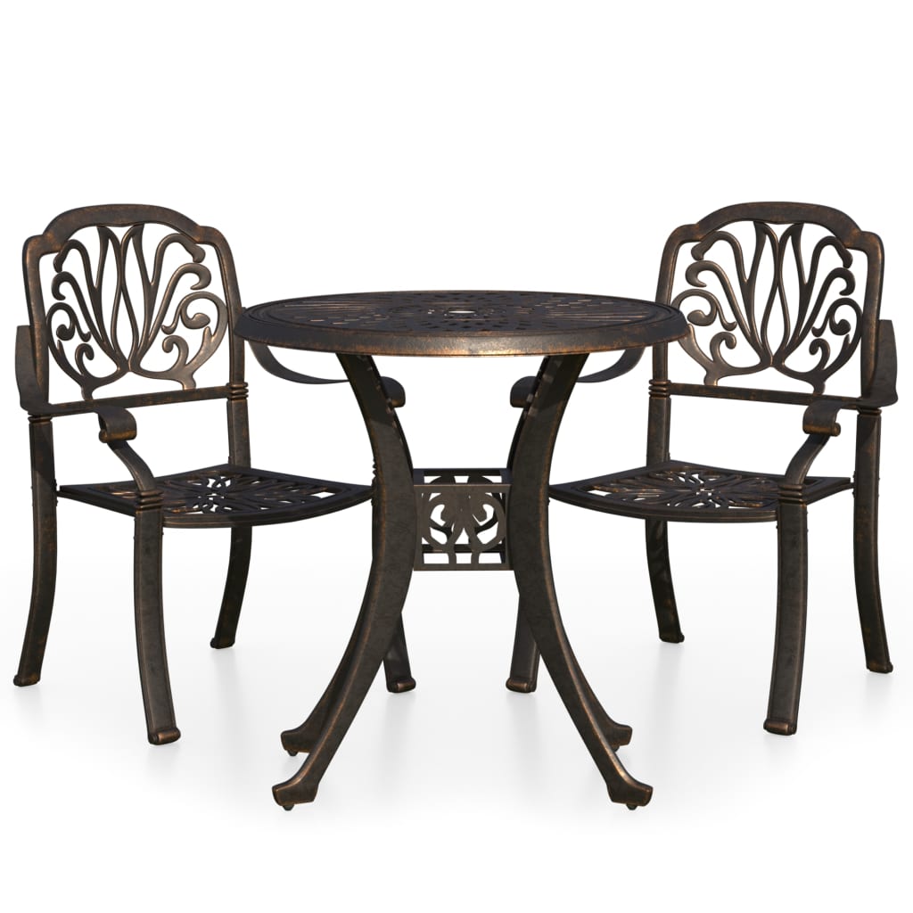 3-dijelni bistro set od lijevanog aluminija brončani