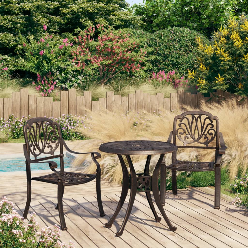 3-dijelni bistro set od lijevanog aluminija brončani