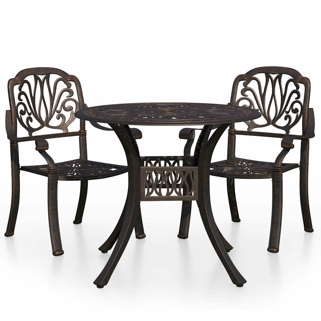 3-dijelni bistro set od lijevanog aluminija brončani