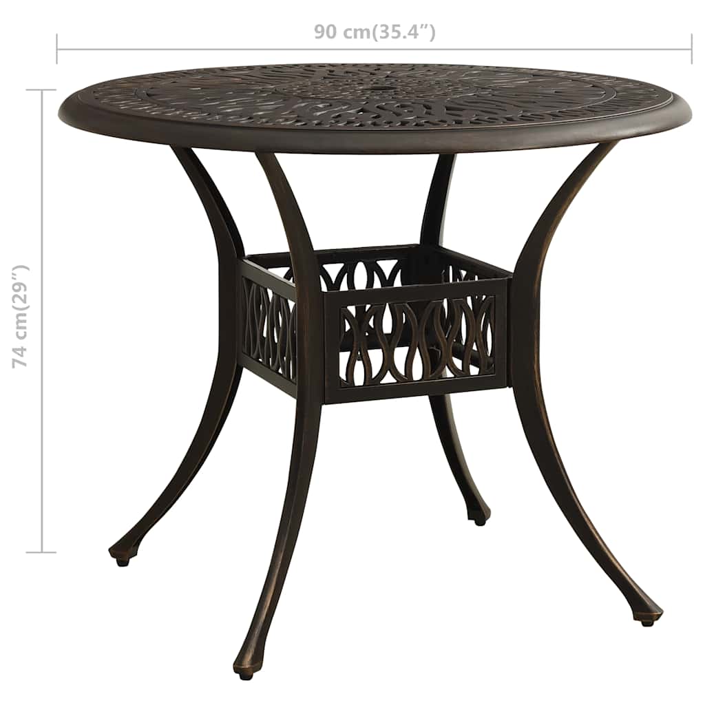 3-dijelni bistro set od lijevanog aluminija brončani