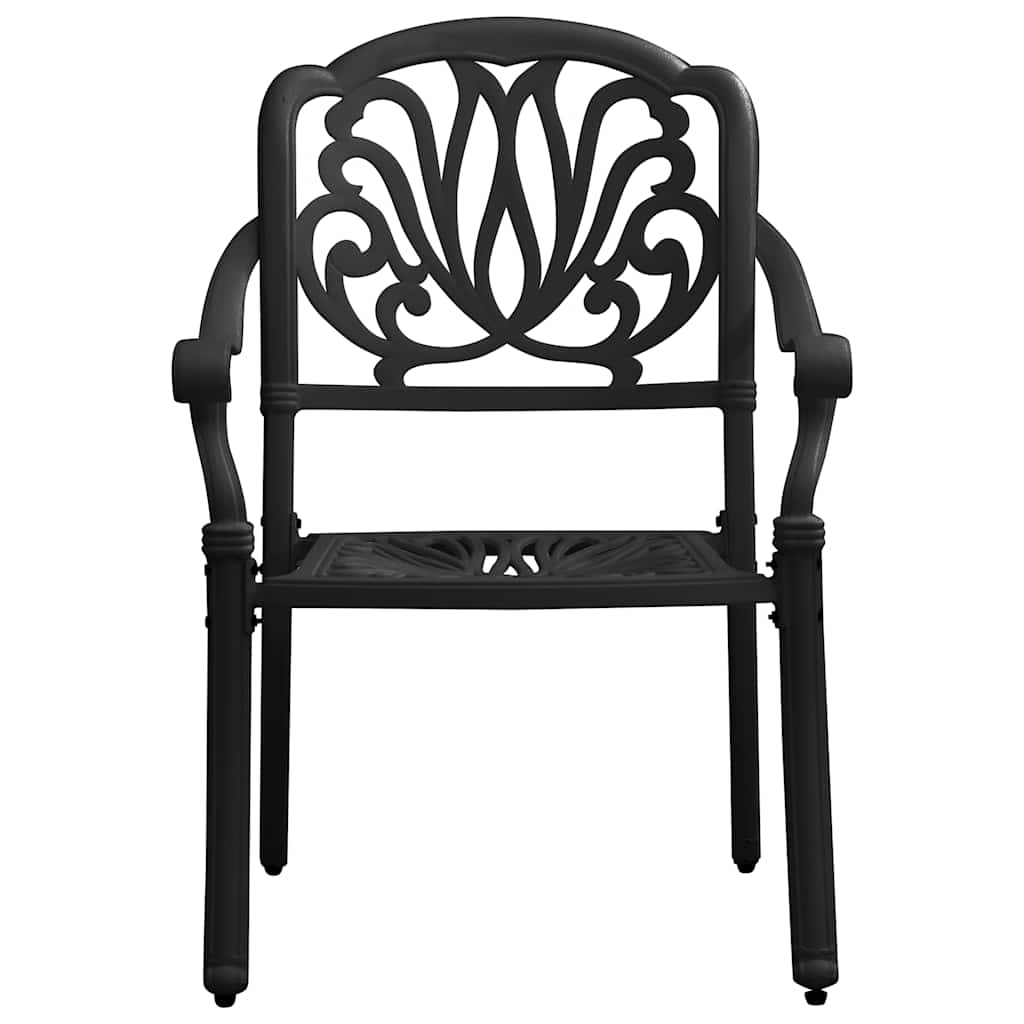 3-dijelni bistro set od lijevanog aluminija crni