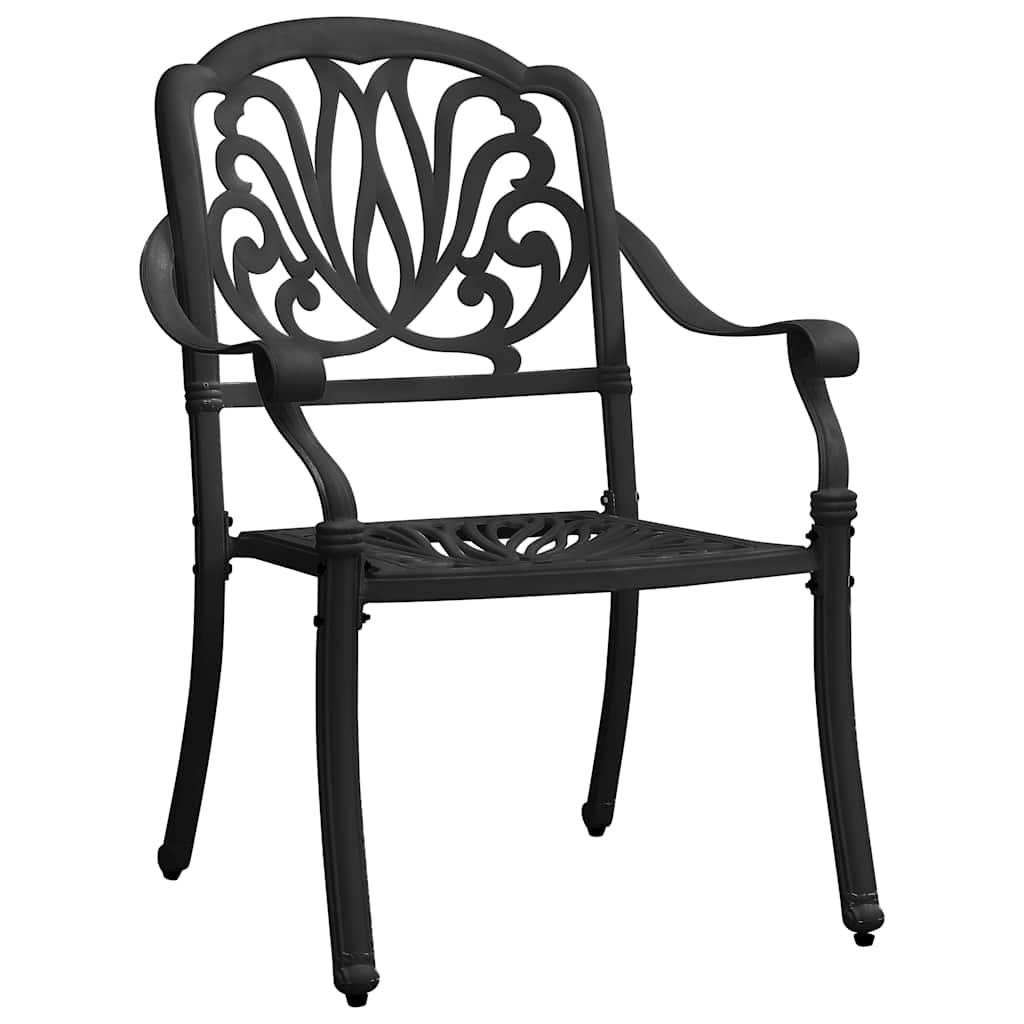 3-dijelni bistro set od lijevanog aluminija crni