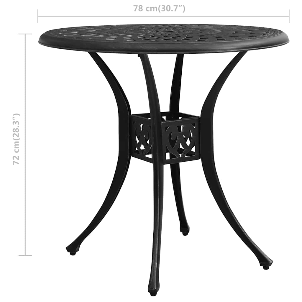 3-dijelni bistro set od lijevanog aluminija crni