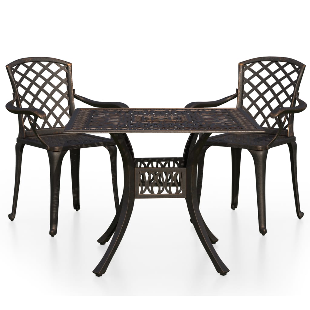 3-dijelni bistro set od lijevanog aluminija brončani