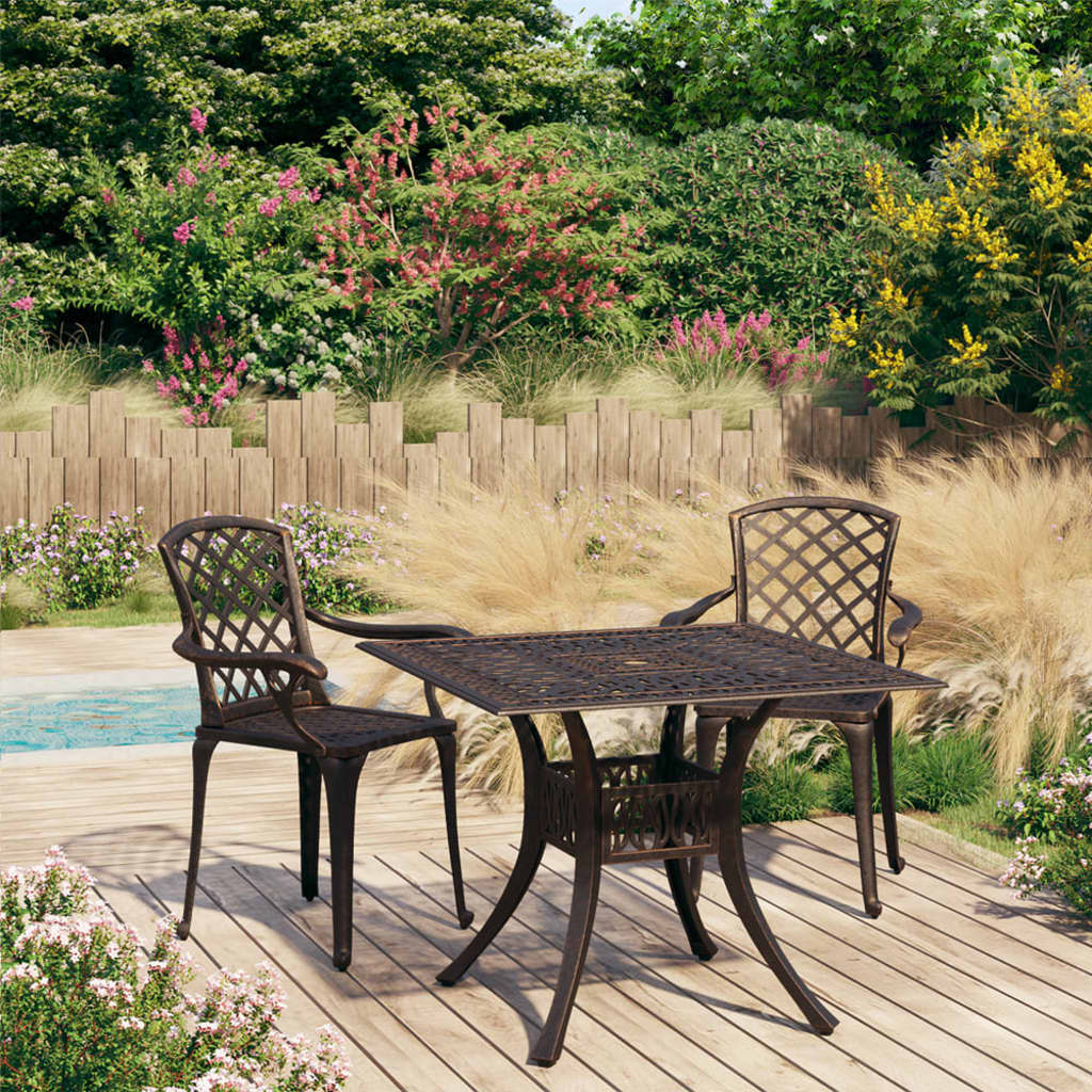 3-dijelni bistro set od lijevanog aluminija brončani