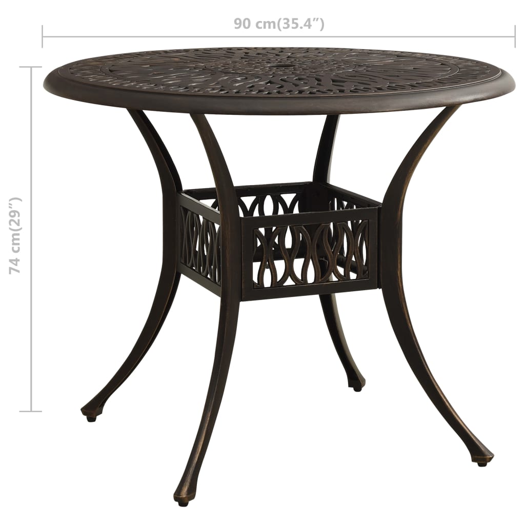 5-dijelni bistro set od lijevanog aluminija brončani