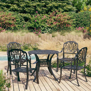 5-dijelni bistro set od lijevanog aluminija crni