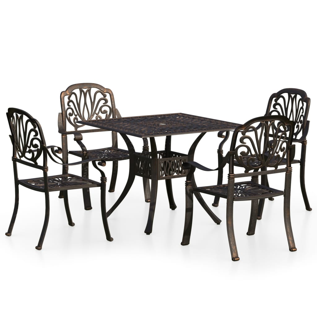 5-dijelni bistro set od lijevanog aluminija brončani