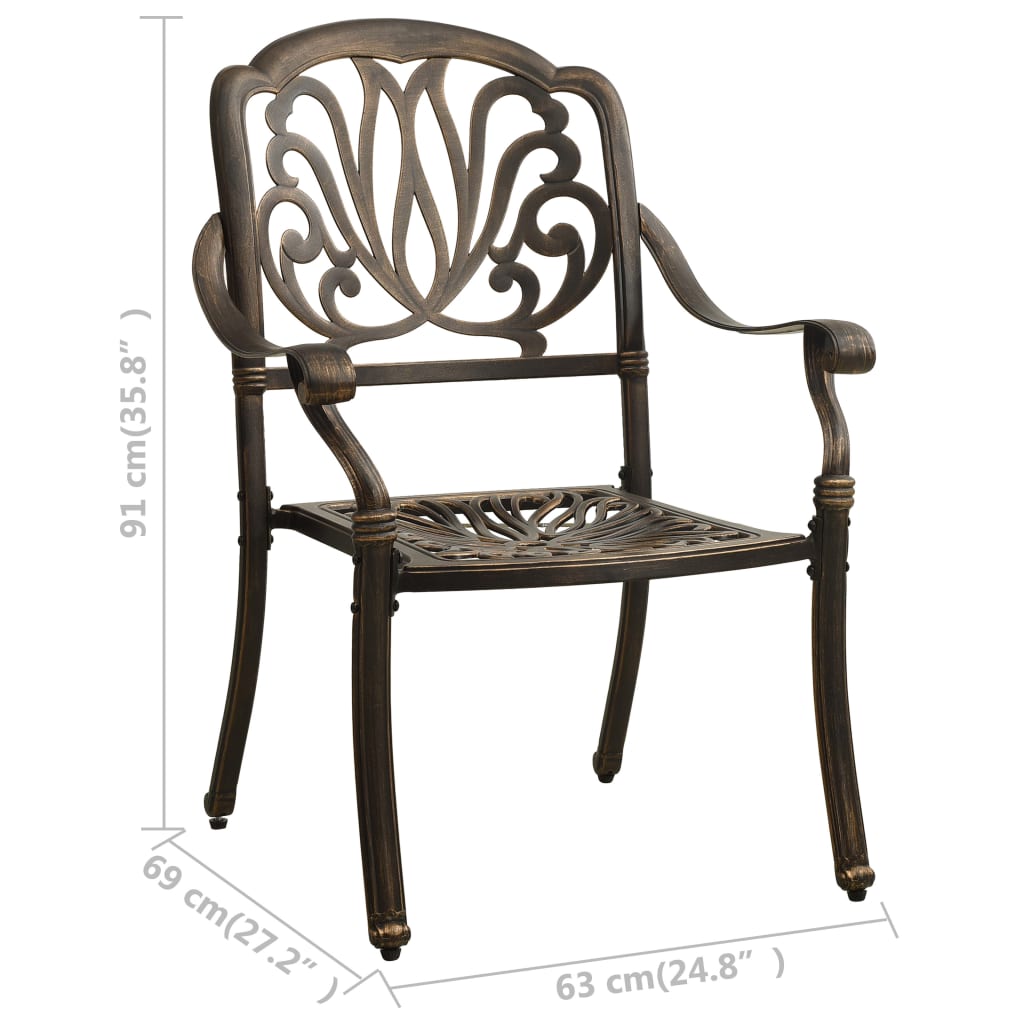 5-dijelni bistro set od lijevanog aluminija brončani