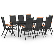 9-dijelni vrtni blagovaonski set crni