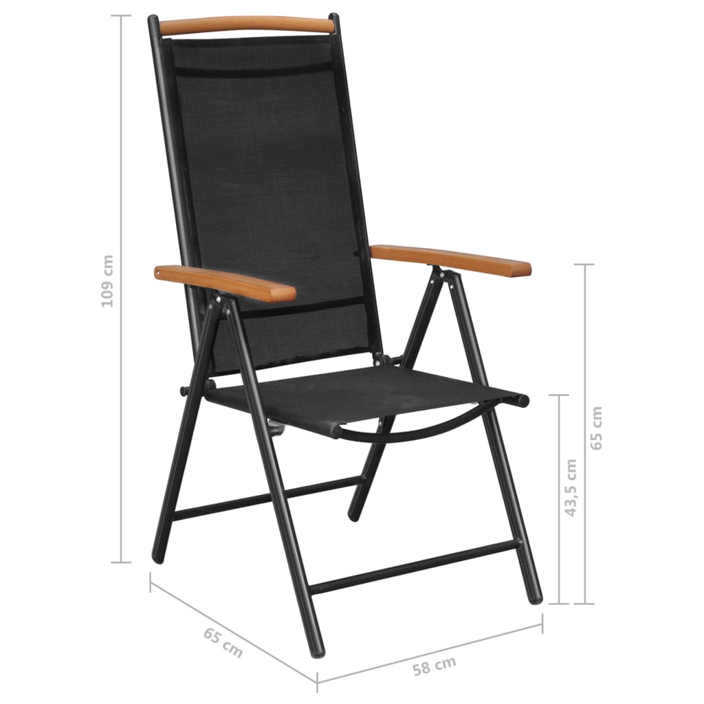 5-dijelni vrtni blagovaonski set aluminijski crni