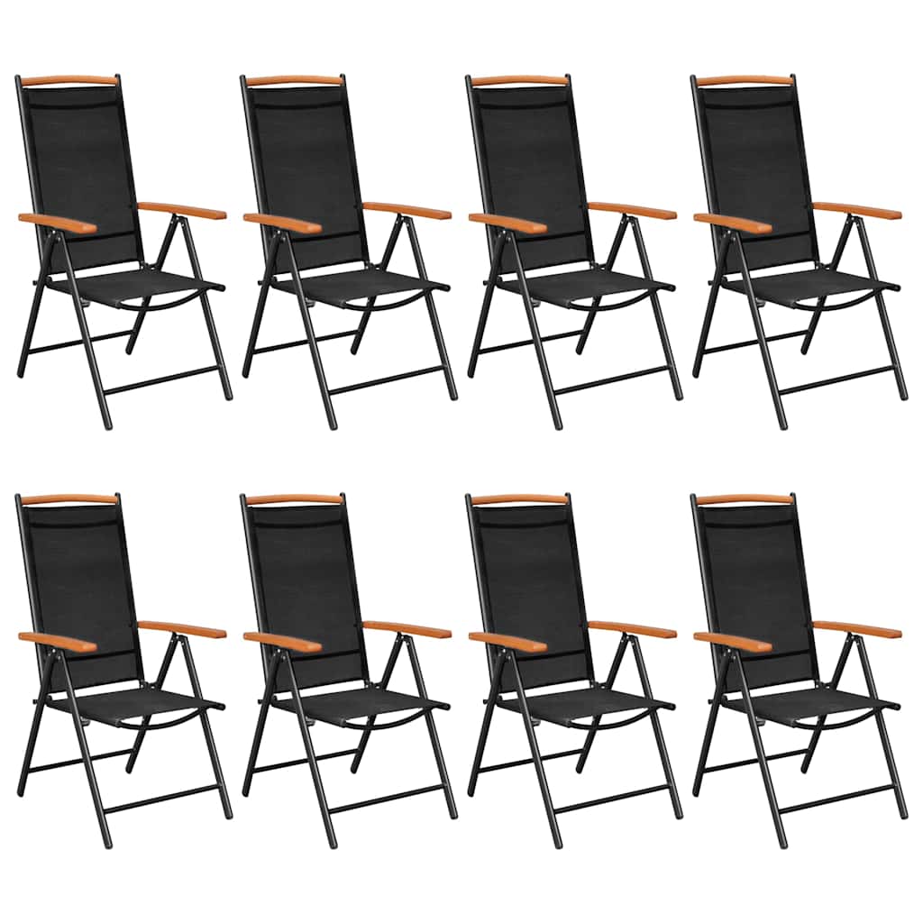 9-dijelni vrtni blagovaonski set crni Crna 185 cm table length