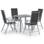 5-dijelni vrtni blagovaonski set aluminijski srebrno-crni