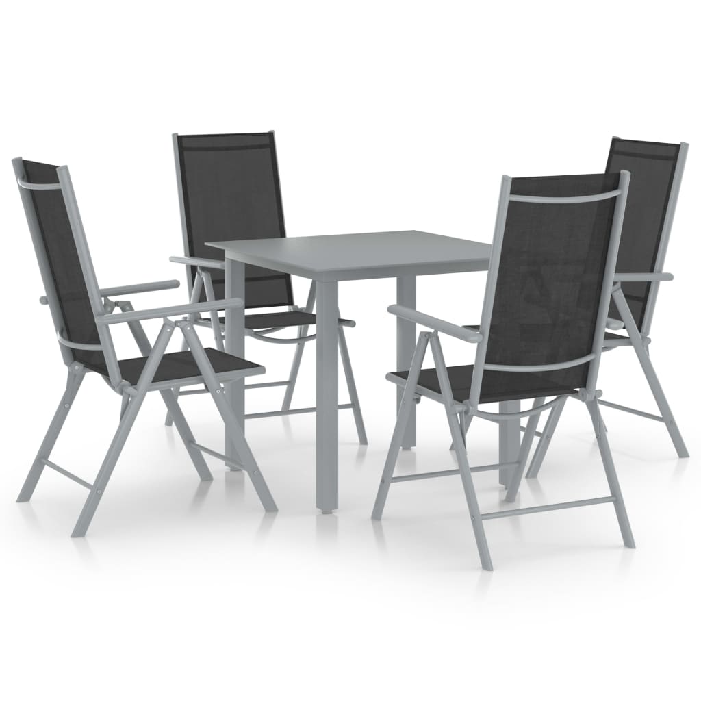 5-dijelni vrtni blagovaonski set aluminijski srebrno-crni