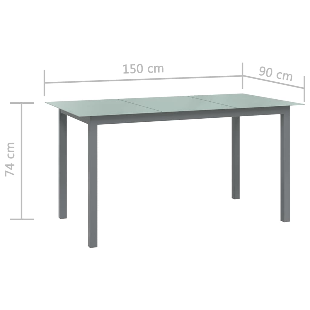 7-dijelni vrtni blagovaonski set aluminijski srebrno-crni