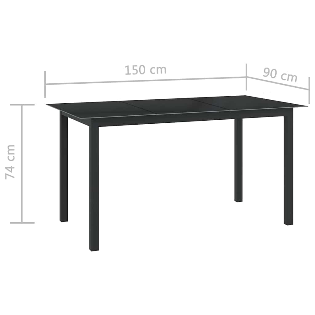 10-dijelni vrtni blagovaonski set crni i antracit