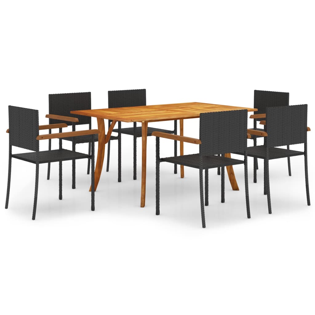 7-dijelni vrtni blagovaonski set crni