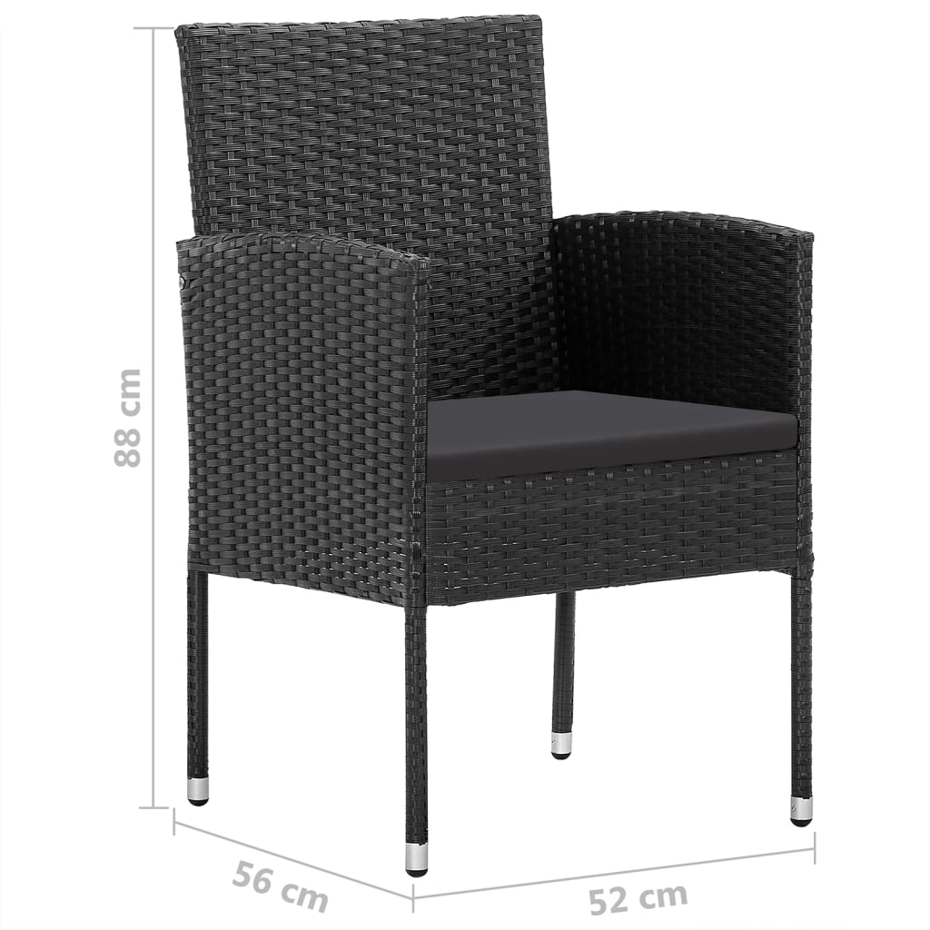 5-dijelni vrtni blagovaonski set crni