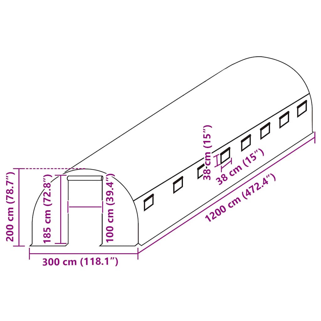 Zamjenski pokrov za plastenik (36 m²) 3 x 12 x 2 m prozirni