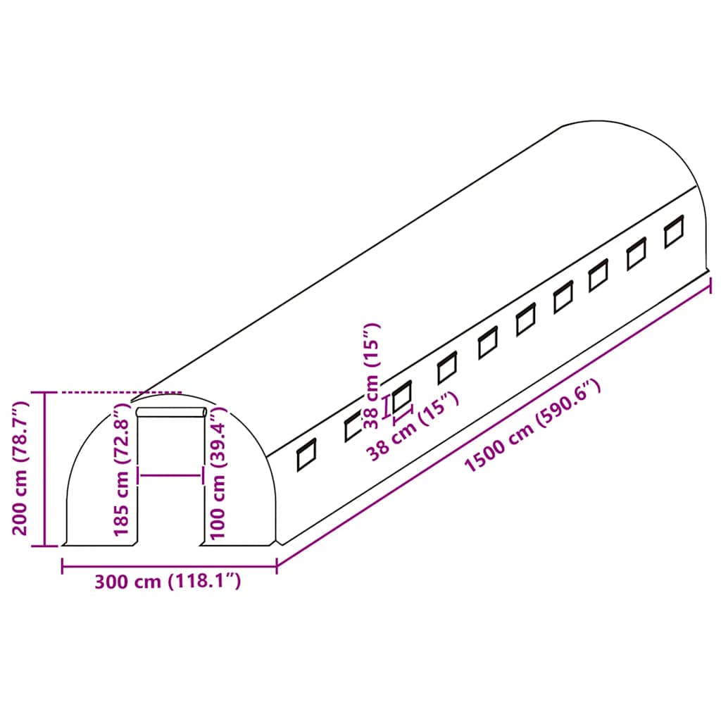 Zamjenski pokrov za plastenik (45 m²) 300x1500x200 cm zeleni