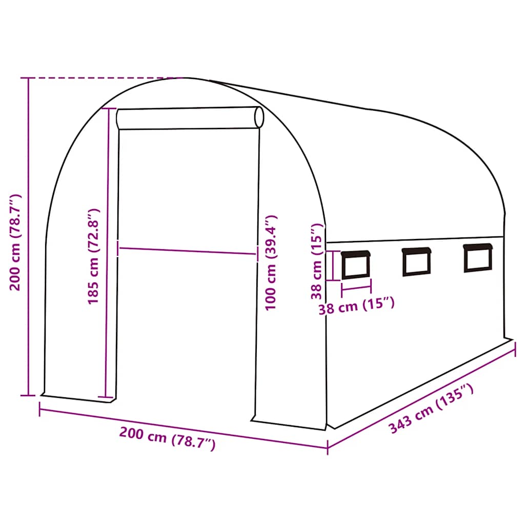 Zamjenski pokrov za plastenik (6,86 m²) 200x343x200 cm zeleni