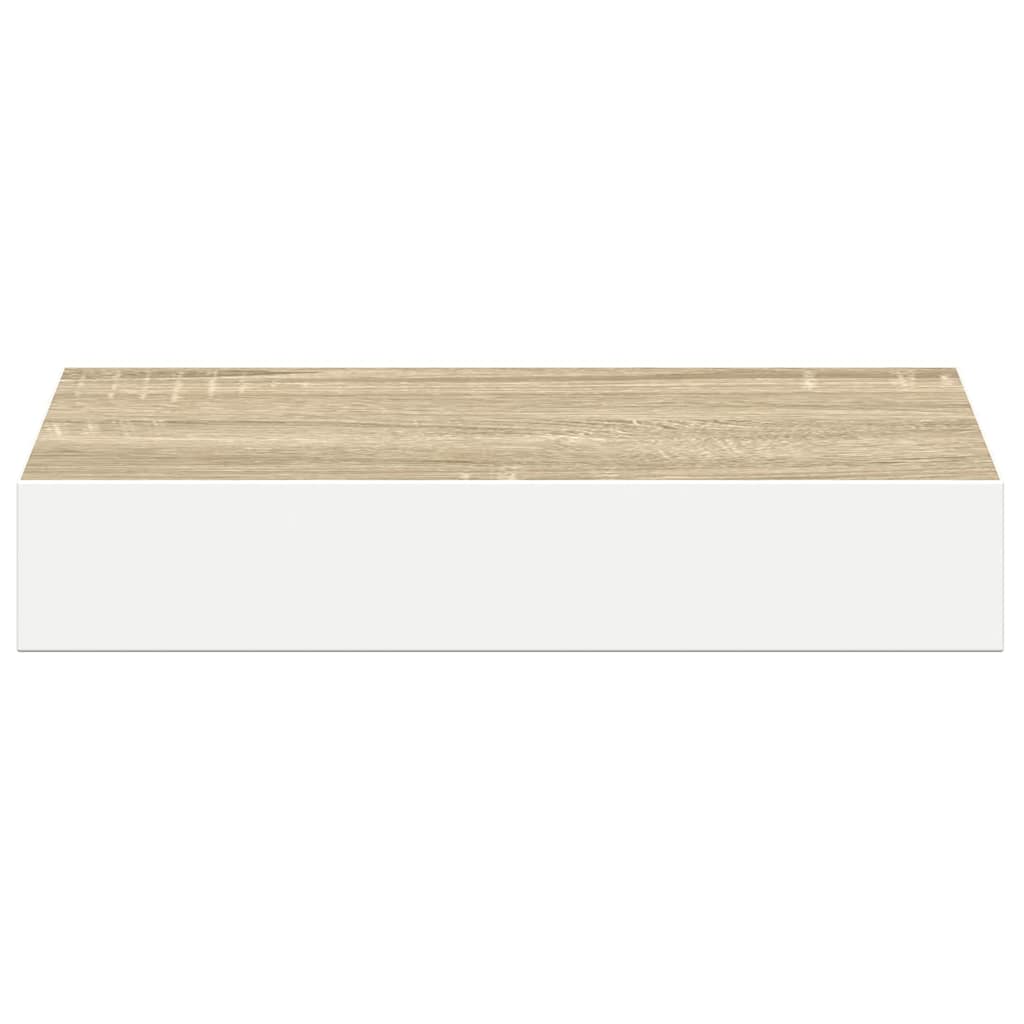 Plutajuća zidna polica boja hrasta i bijela 23x23,5x3,8 cm MDF