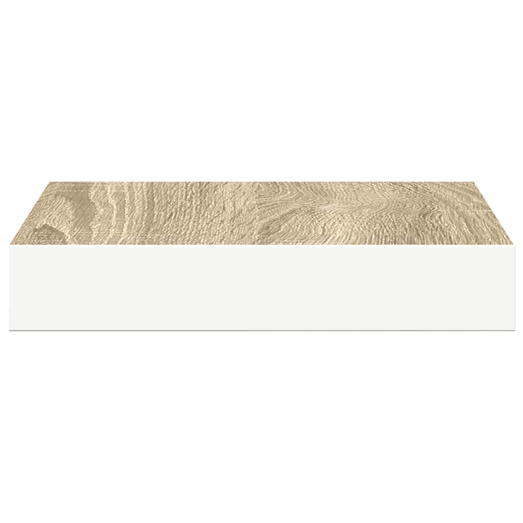Plutajuća zidna polica boja hrasta i bijela 23x23,5x3,8 cm MDF