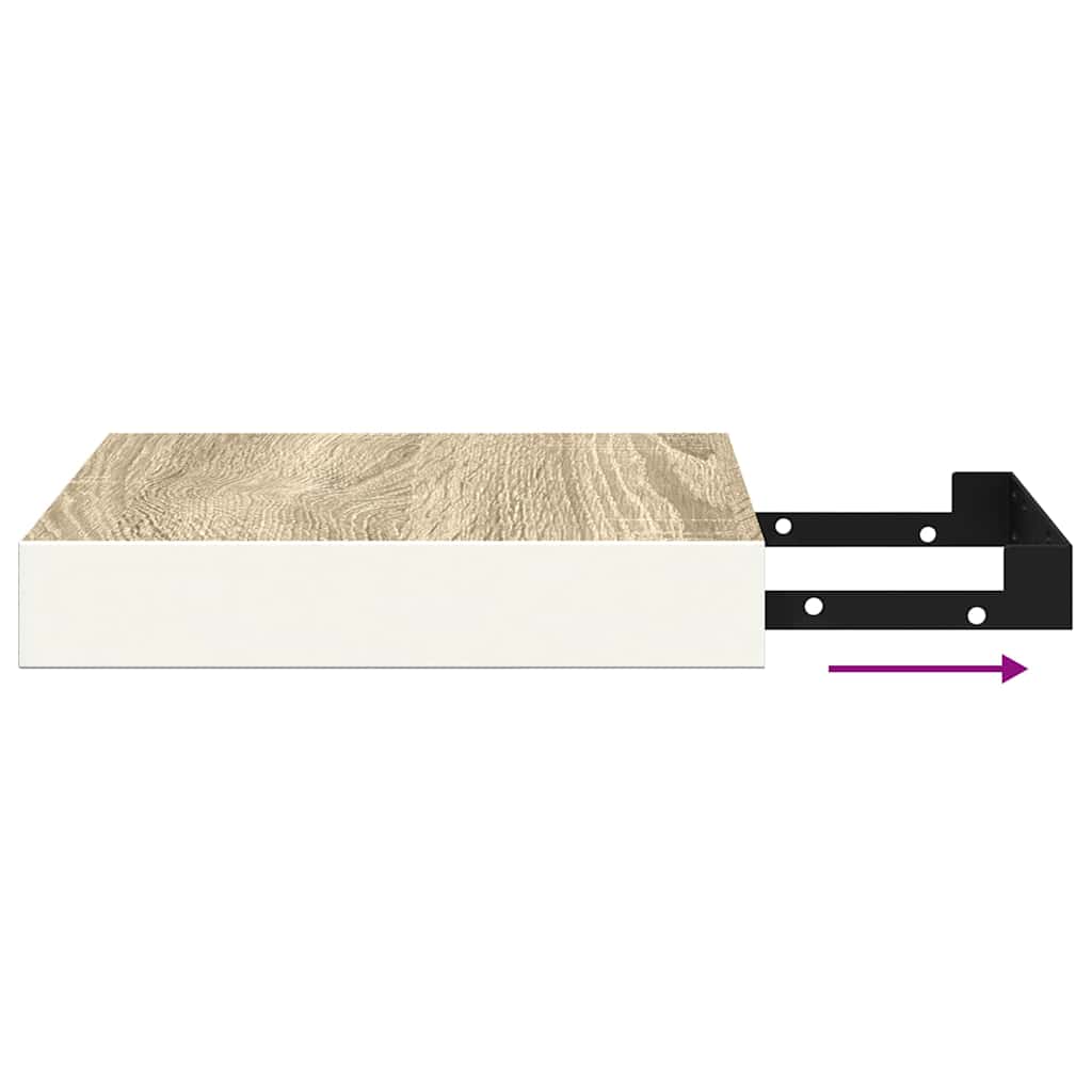 Plutajuća zidna polica boja hrasta i bijela 23x23,5x3,8 cm MDF