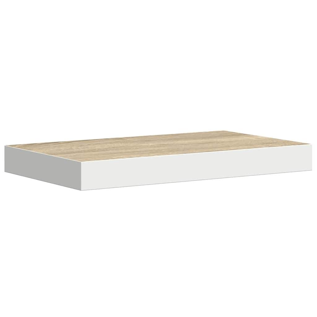 Plutajuća zidna polica boja hrasta i bijela 50x23x3,8 cm MDF