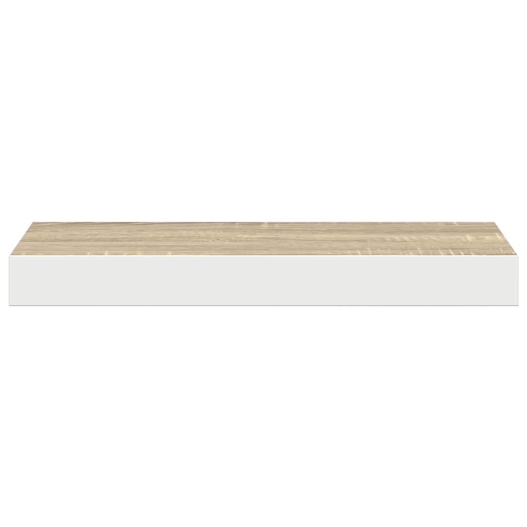 Plutajuća zidna polica boja hrasta i bijela 50x23x3,8 cm MDF