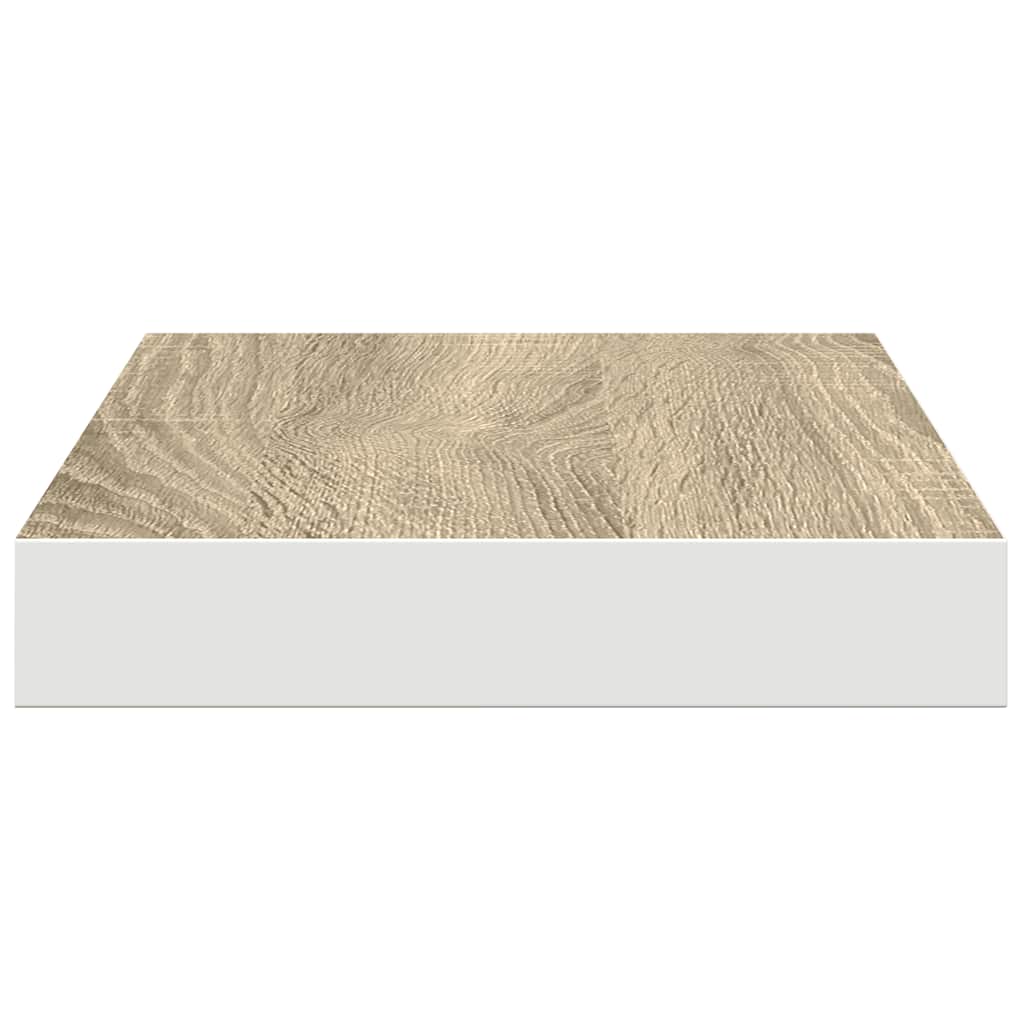 Plutajuće zidne police 2 kom hrast i bijele 50x23x3,8 cm MDF
