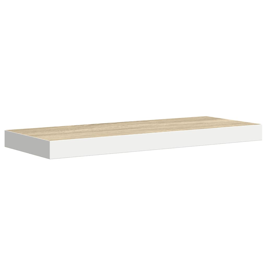 Plutajuća zidna polica boja hrasta i bijela 60x23,5x3,8 cm MDF