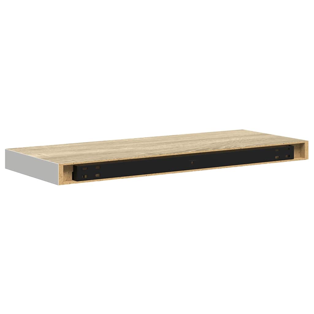 Plutajuća zidna polica boja hrasta i bijela 60x23,5x3,8 cm MDF
