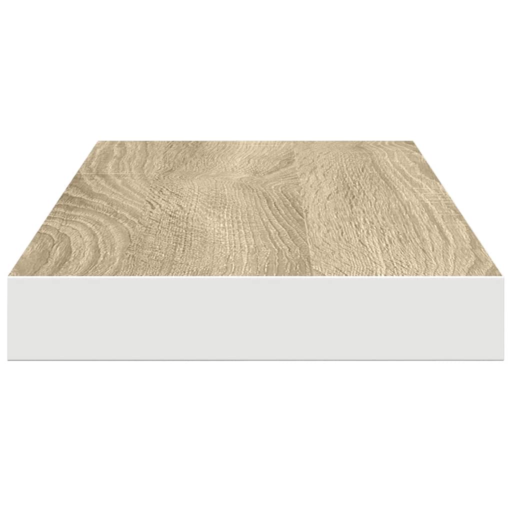 Plutajuće zidne police 2 kom hrast i bijele 60x23,5x3,8 cm MDF