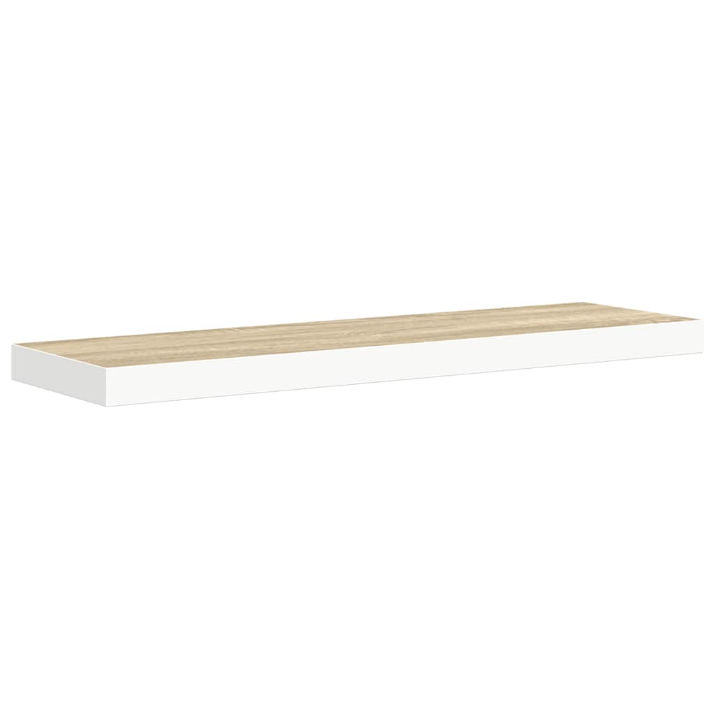 Plutajuće zidne police 2 kom hrast i bijele 80x23,5x3,8 cm MDF
