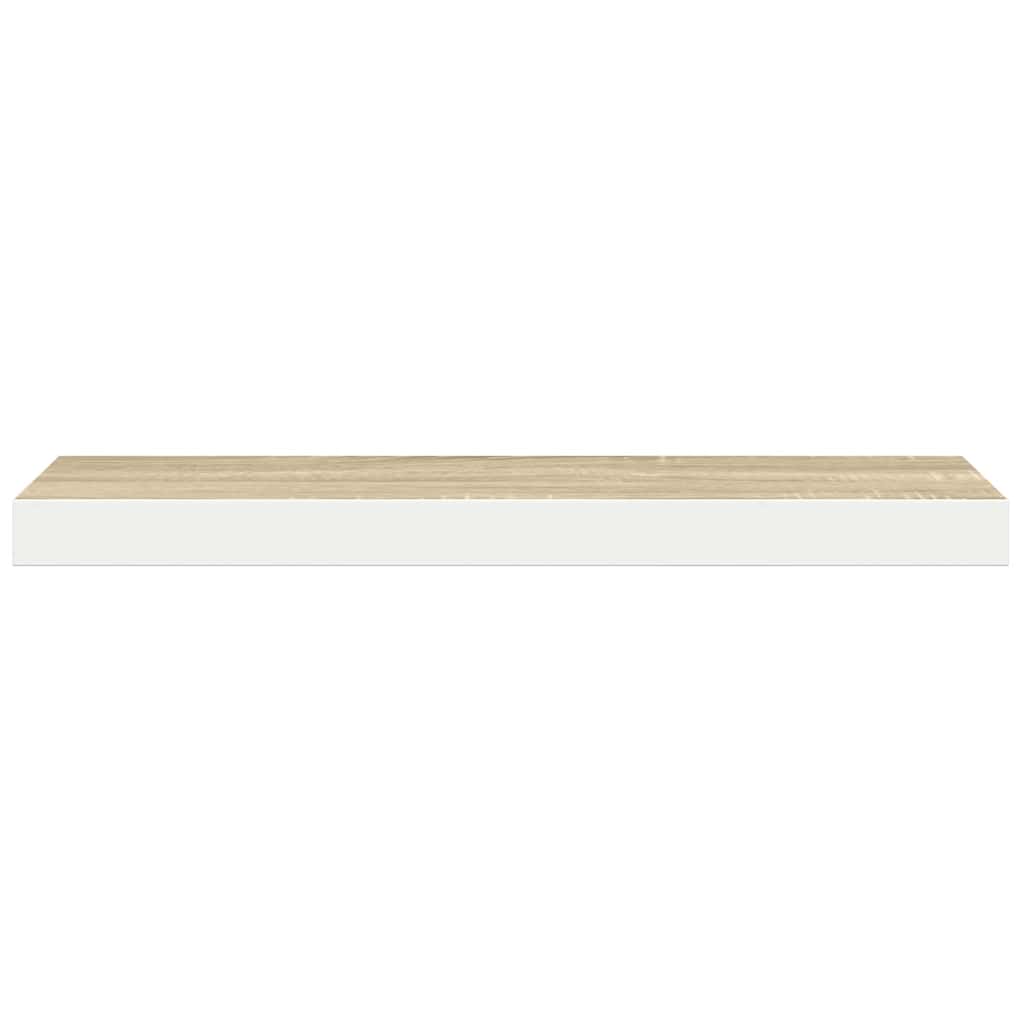 Plutajuće zidne police 2 kom hrast i bijele 80x23,5x3,8 cm MDF