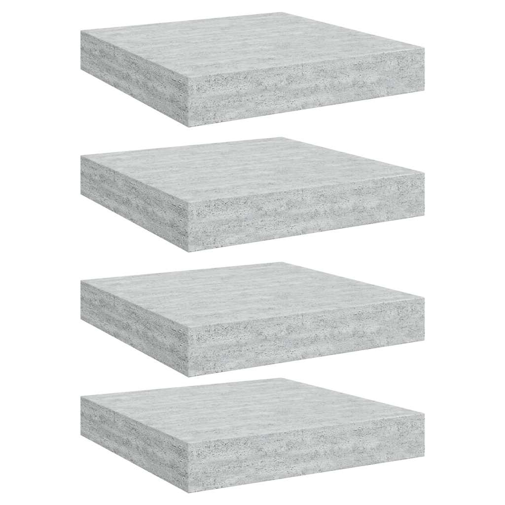 Plutajuće zidne police 4 kom boja betona 23 x 23,5 x 3,8 cm MDF
