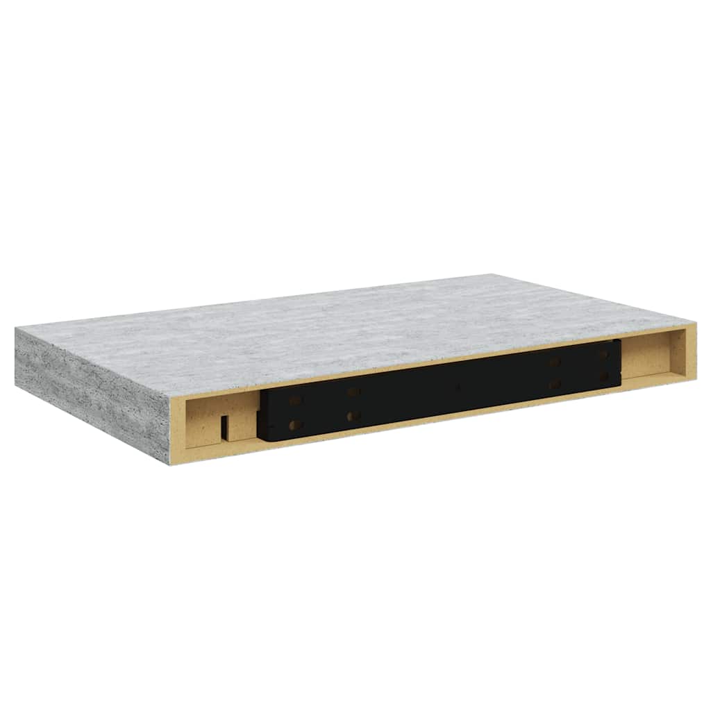 Plutajuća zidna polica siva boja betona 40 x 23 x 3,8 cm MDF