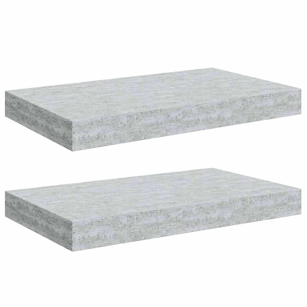 Plutajuće zidne police 2 kom boja betona 40 x 23 x 3,8 cm MDF