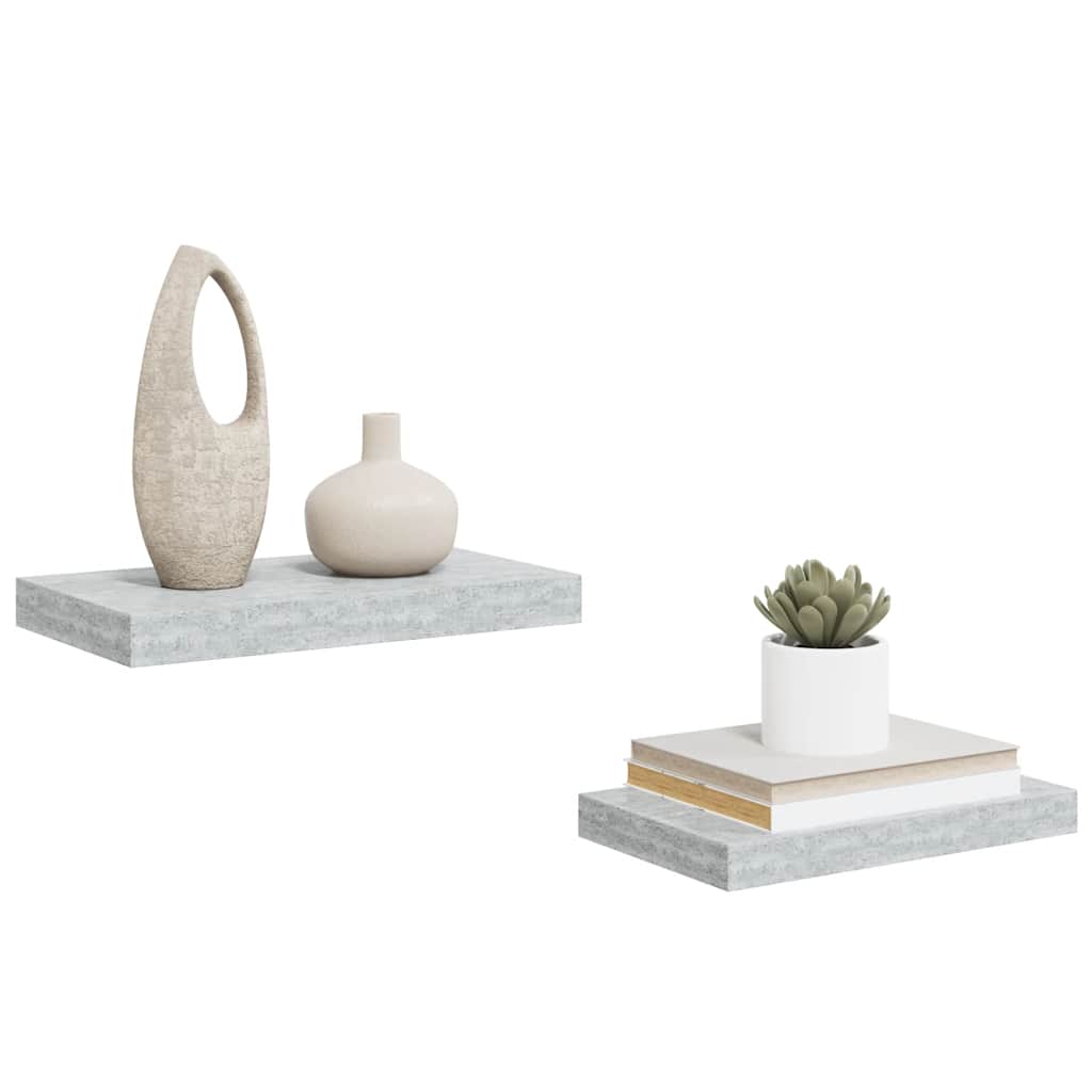 Plutajuće zidne police 2 kom boja betona 40 x 23 x 3,8 cm MDF