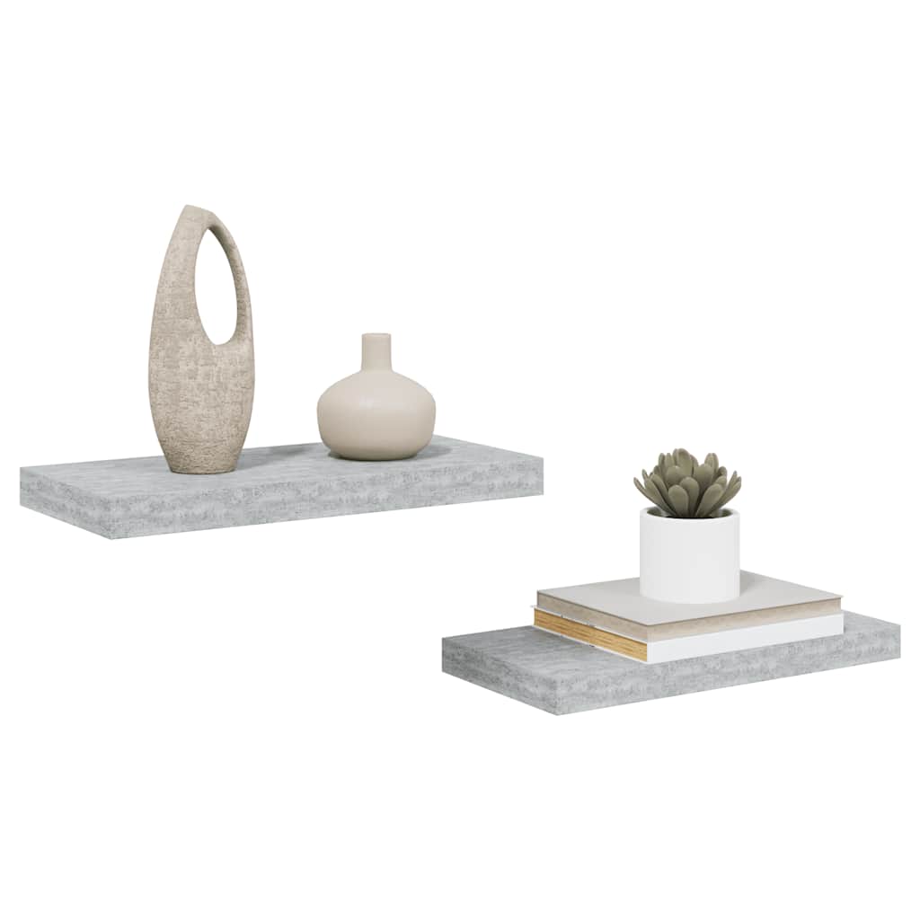 Plutajuće zidne police 2 kom boja betona 50 x 23 x 3,8 cm MDF