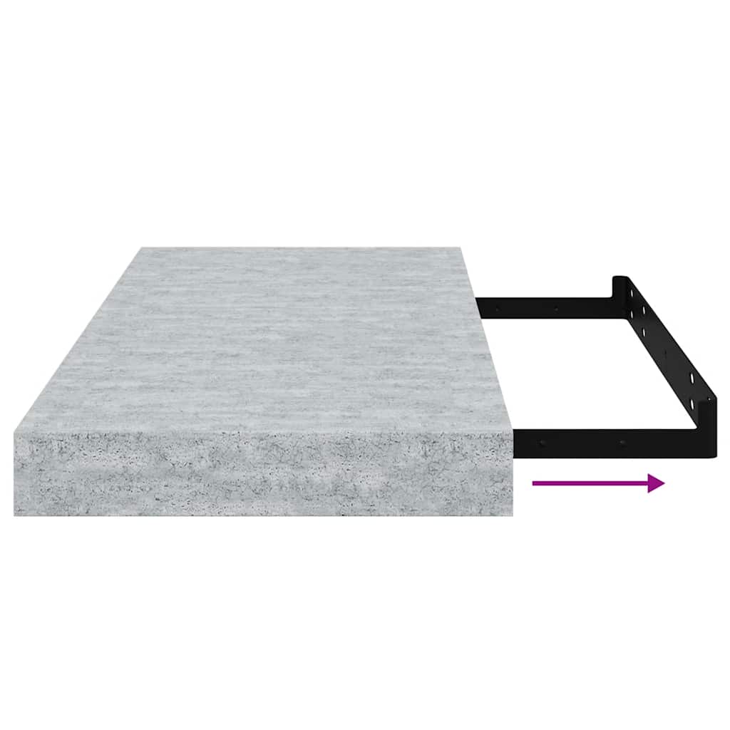 Plutajuće zidne police 2 kom boja betona 50 x 23 x 3,8 cm MDF