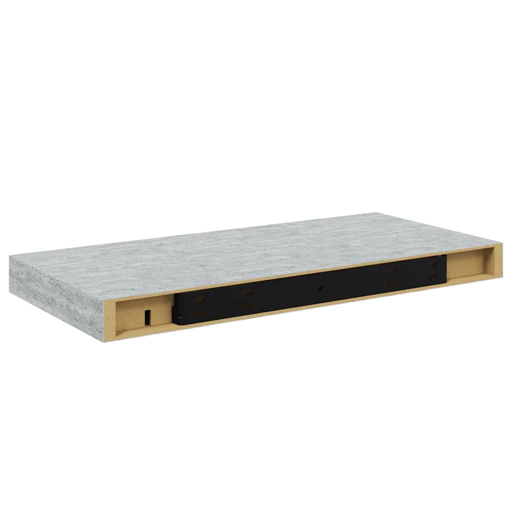 Plutajuće zidne police 4 kom boja betona 50 x 23 x 3,8 cm MDF