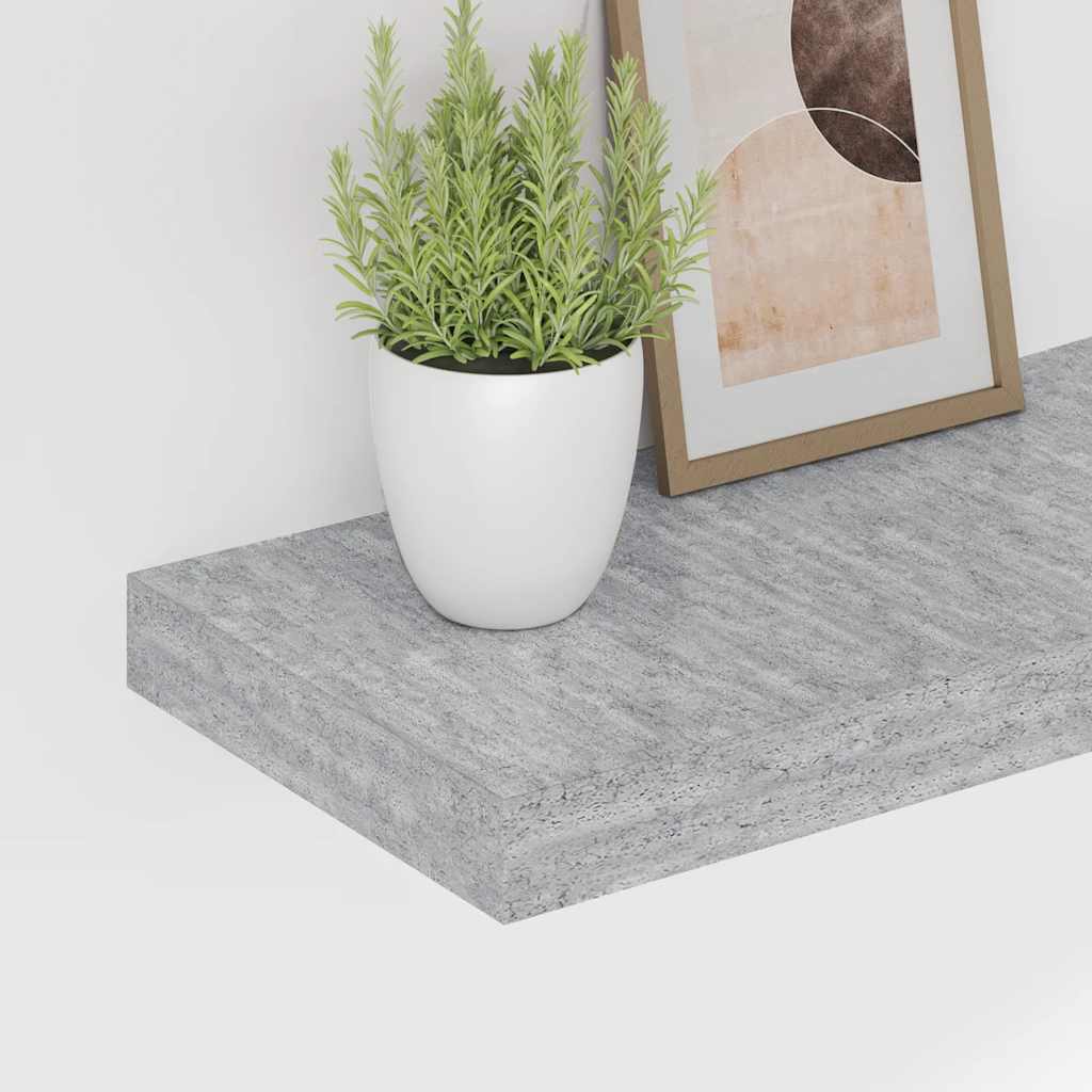 Plutajuća zidna polica siva boja betona 60 x 23,5 x 3,8 cm MDF