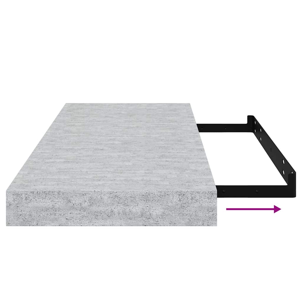 Plutajuće zidne police 2 kom boja betona 60 x 23,5 x 3,8 cm MDF