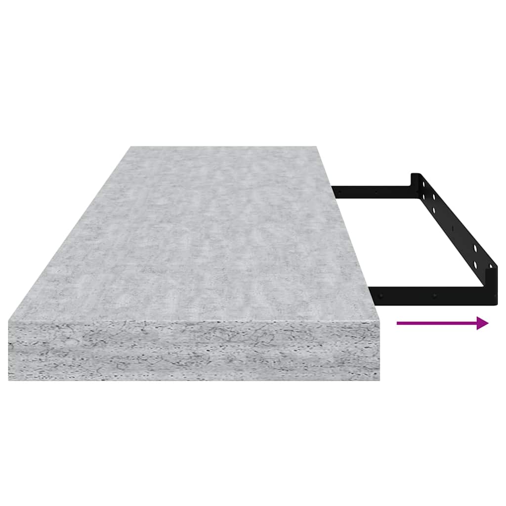 Plutajuće zidne police 2 kom boja betona 80 x 23,5 x 3,8 cm MDF