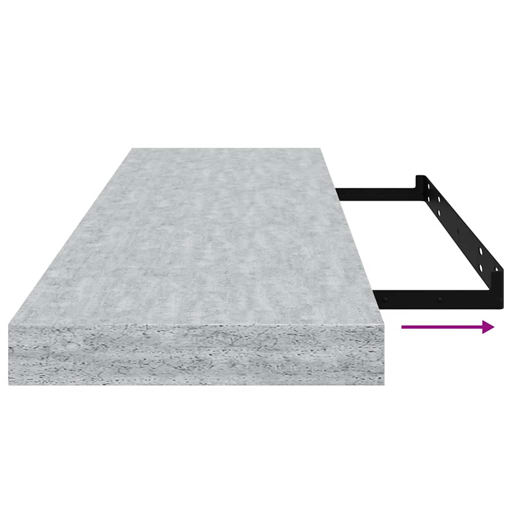 Plutajuće zidne police 4 kom boja betona 80 x 23,5 x 3,8 cm MDF