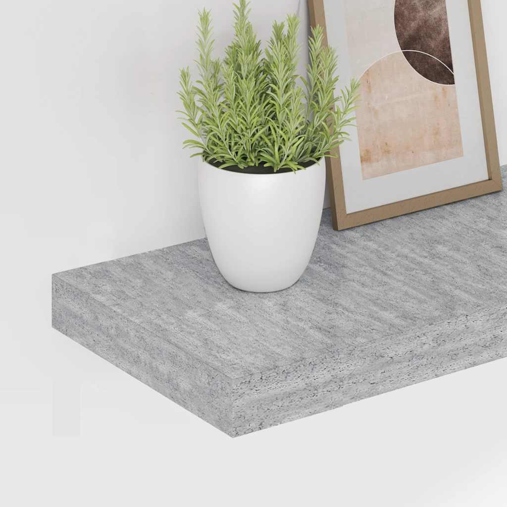 Plutajuća zidna polica siva boja betona 90 x 23,5 x 3,8 cm MDF