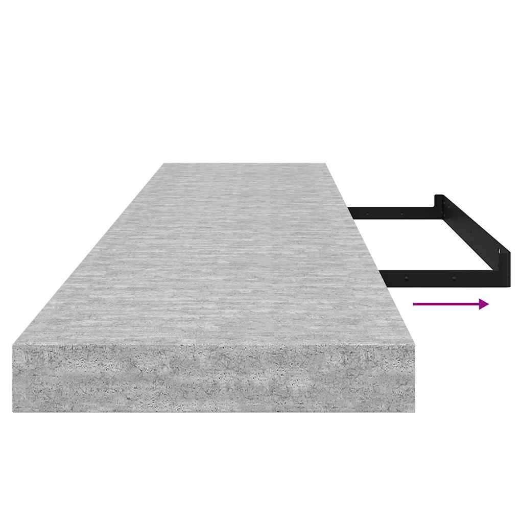 Plutajuće zidne police 2 kom boja betona 120x23,5x3,8 cm MDF