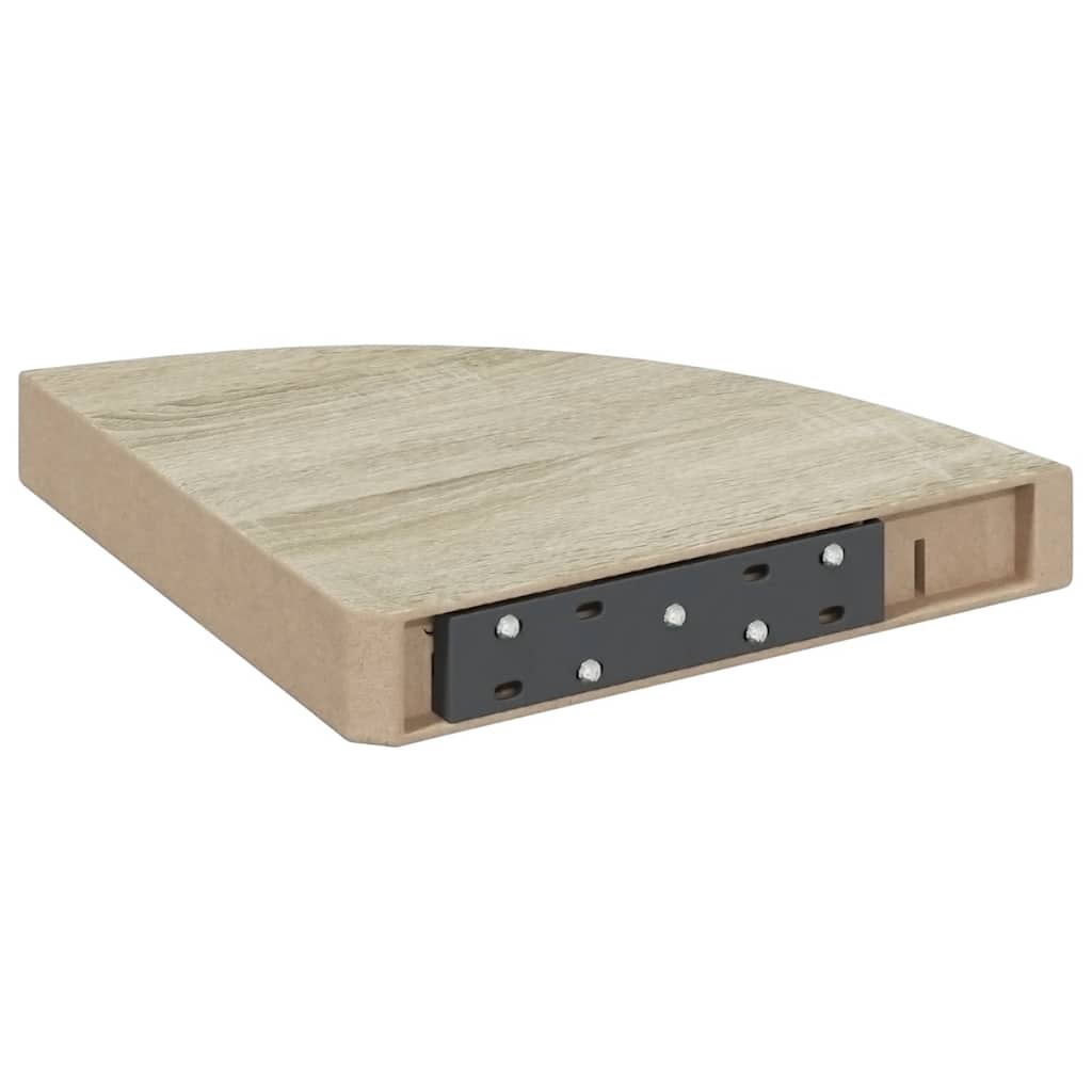 Kutna zidna polica boja hrasta i bijela 25 x 25 x 3,8 cm MDF